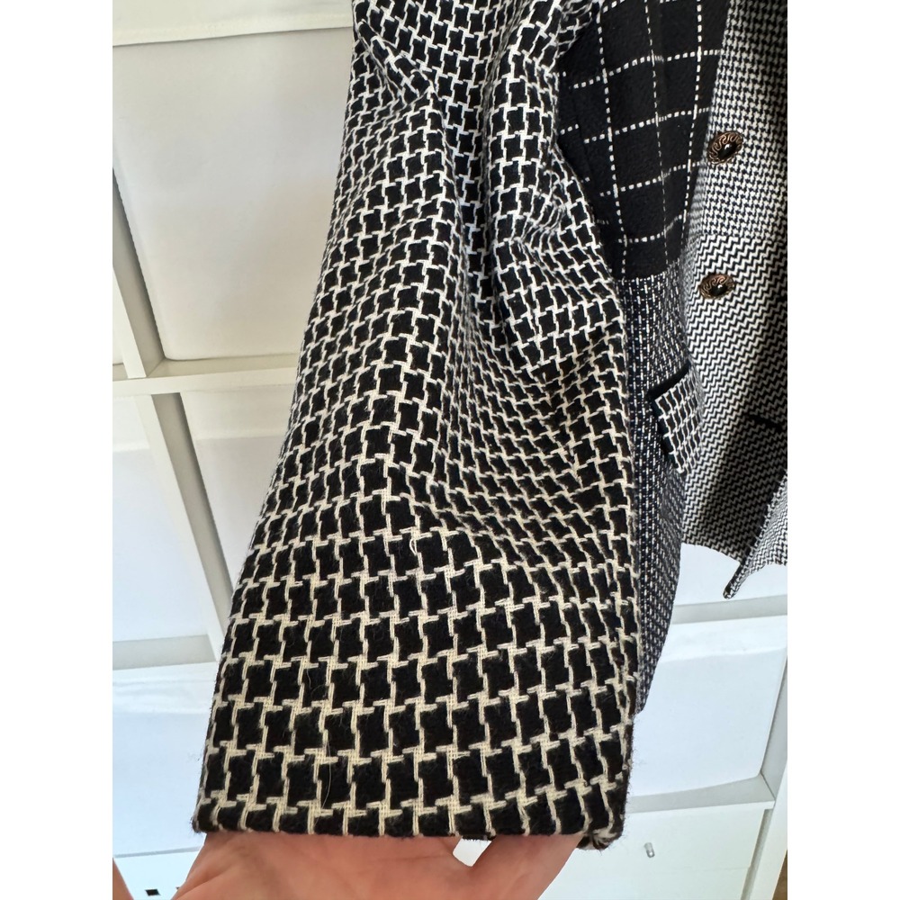 80s/90s Vintage East West Back White Multi Pattern Double Breasted Blazer Large - Picture 6 of 10